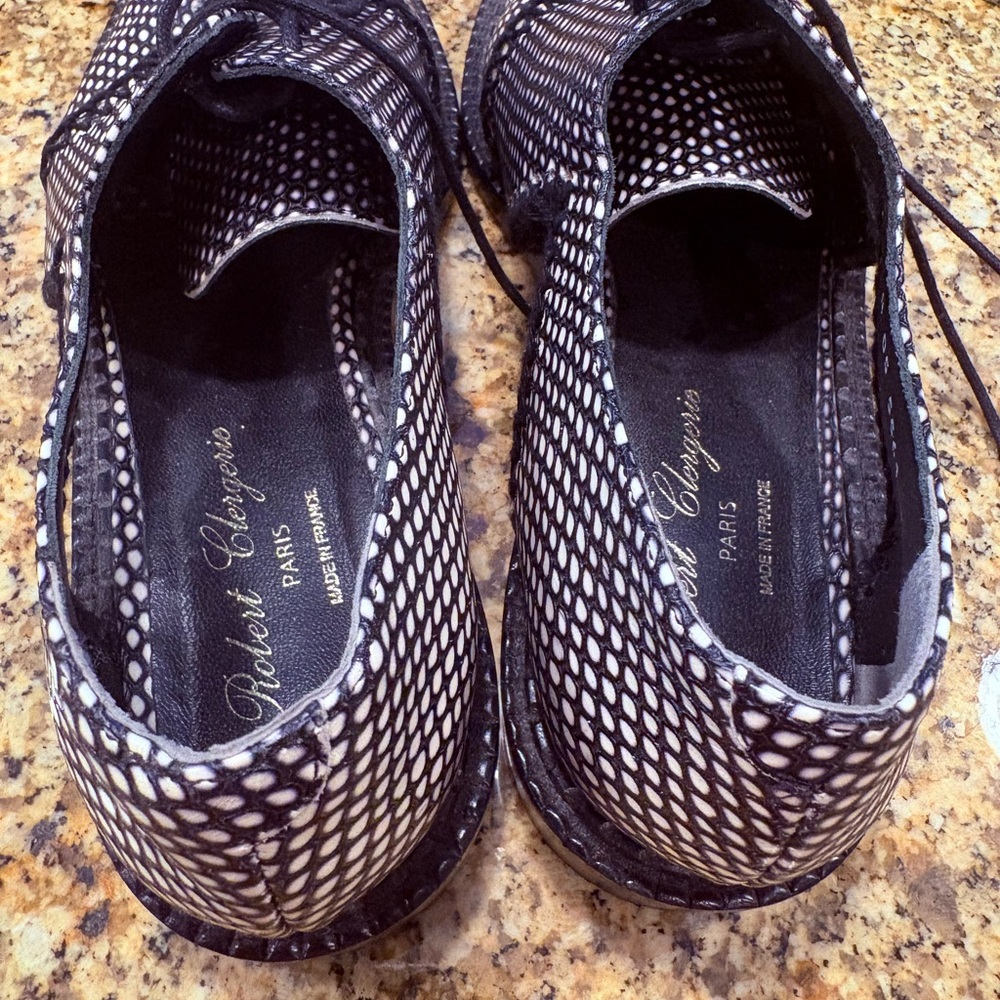 Clergerie Women’s Jofre Black White Faux SnakeSkin Cutout Derby Shoes 40 US 9.5 - Picture 5 of 13
